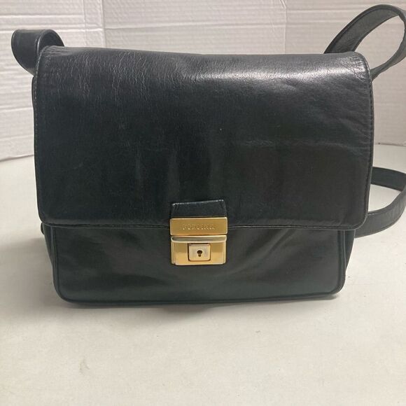 PERLINA  Black Leather Crossbody Shoulder Bag 7X1X9 - Picture 11 of 12